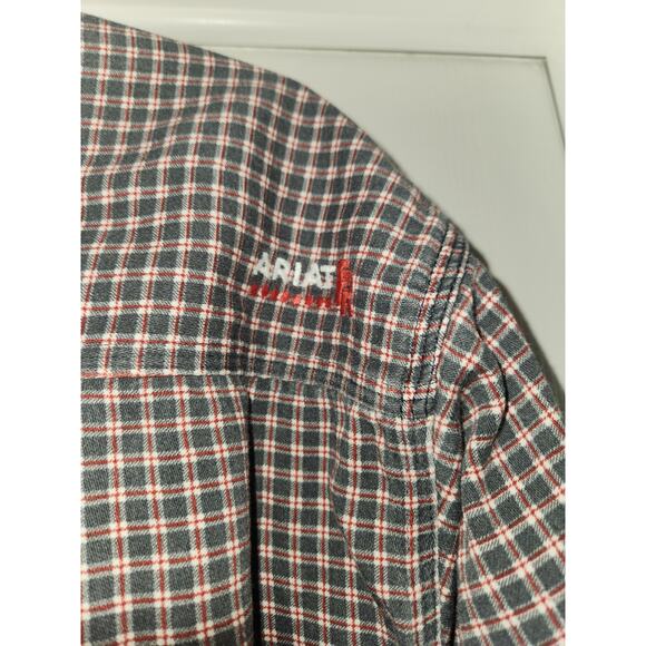 Ariat Men Red Green Plaid Long Sleeve Button-Up Shirt XXl - Picture 8 of 8